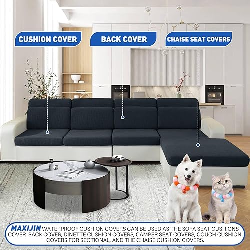 Miniatura 7 de MAXIJIN Fundas impermeables para sofá modular en forma de L, 1 pieza, fundas de cojín para sofá seccional izquierdoderecho con parte inferior