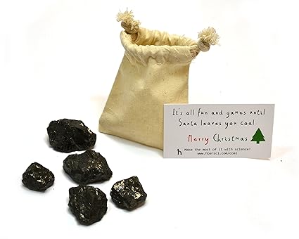 Santa's Scientific Christmas Coal, Premium Cotton Bag and 5 Small Lumps (1
