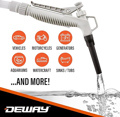Miniatura 10 de Deway Bomba automática de transferencia de combustible con boquilla para control y parada rápidos de flujo, manguera de goma resistente de 51