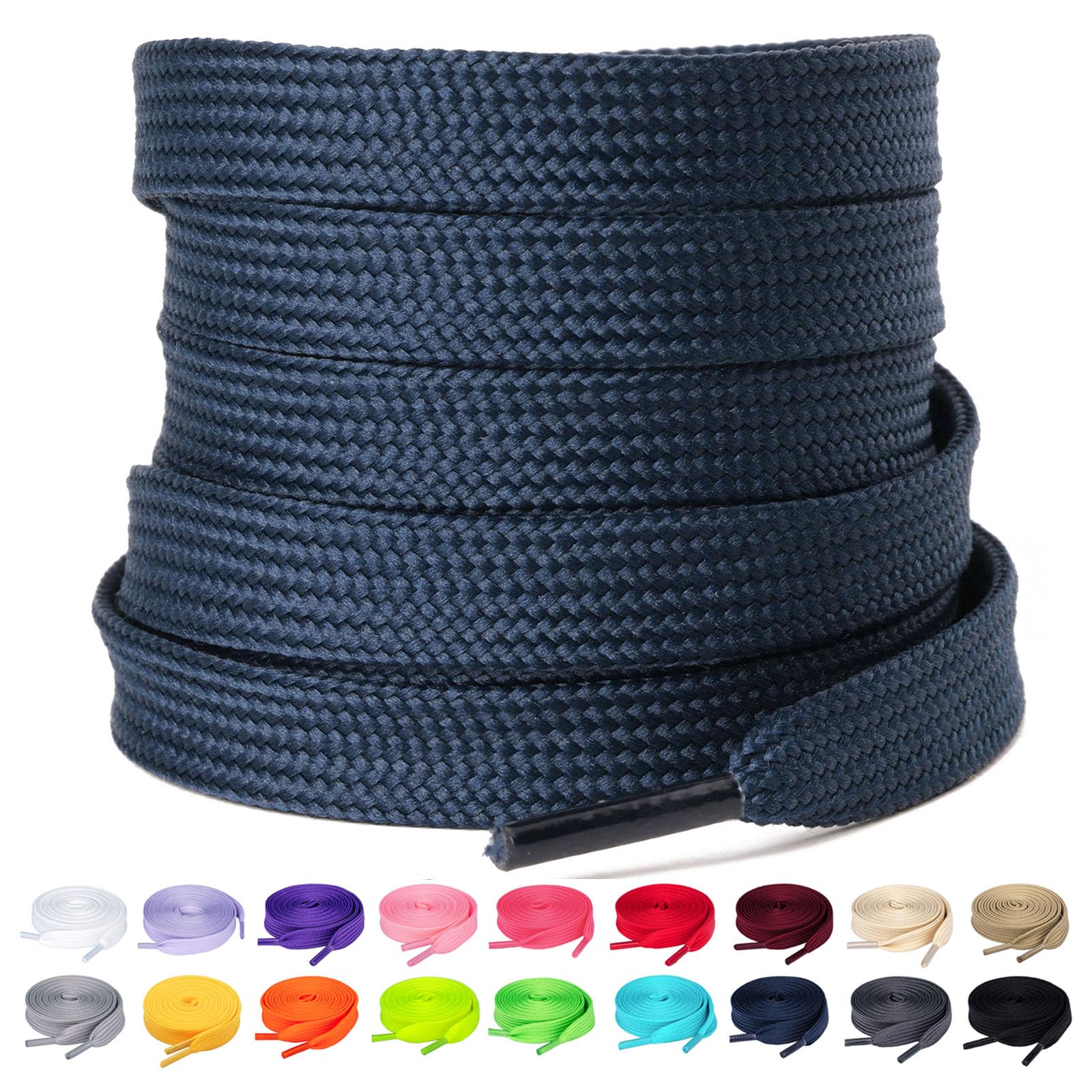 2/5" Flat Shoe Laces for Sneakers 29 Colors Shoelaces in 28" - 72"