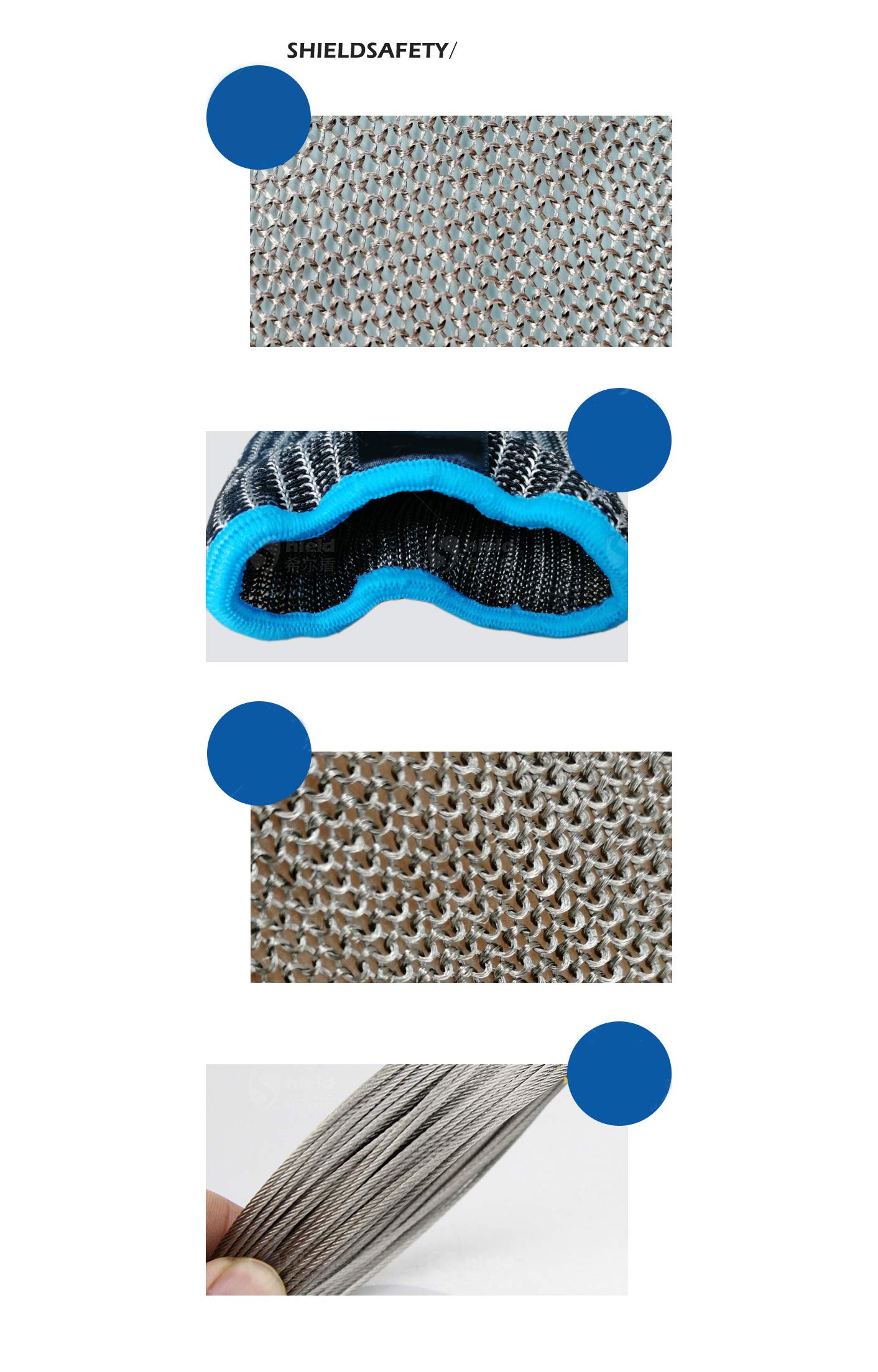 Guanti antitaglio, anti-foratura, impermeabili, in filo di acciaio inox, design allungato, 5 livelli di protezione, protezioni per braccia in metallo per lavoro (M/8 paia)