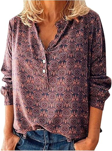 casual long sleeve paisley vintage shirt