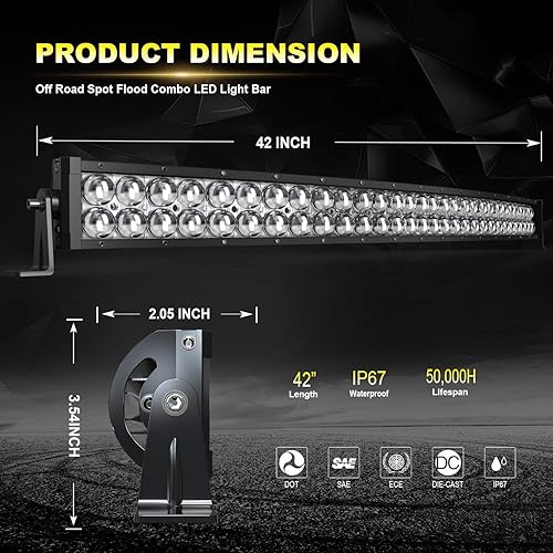 Miniatura 5 de Barra combinada de inundación LED de 42 pulgadas y 240 W, 2 unidades + luces LED de trabajo de 4 pulgadas y 18 W, luces de conducción con