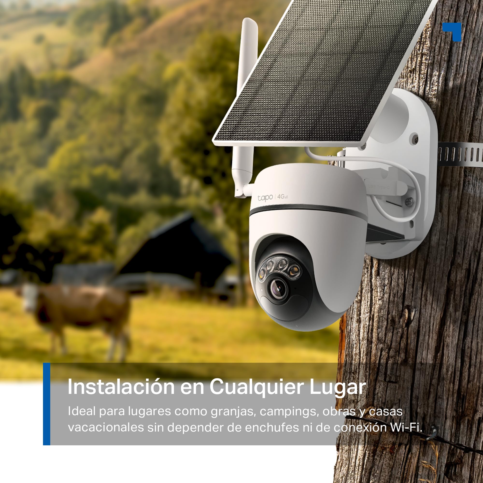 Tapo C615G Kit - Cámara vigilancia WiFi Exterior 360°, 4G y WiFi, 2K, Solar | Detección de Movimiento, Personas, Mascotas y Vehículos. Con Panel Solar. Alarma Luz y Sonido. App Tapo.