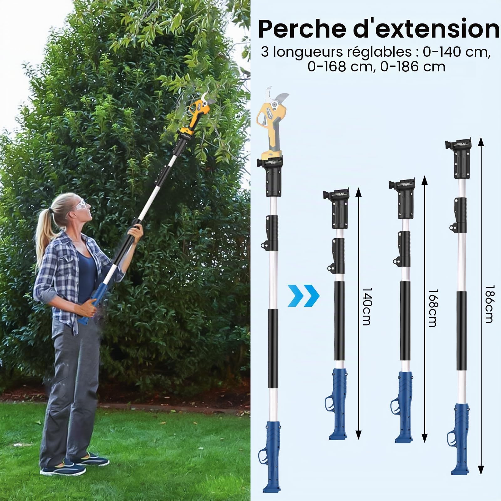 SWANSOFT Tige d'extension de 1,9m Pour Diamètre de Coupe 8605Pro et PRU45/PRU40/PRU36 Cisaillement électrique
