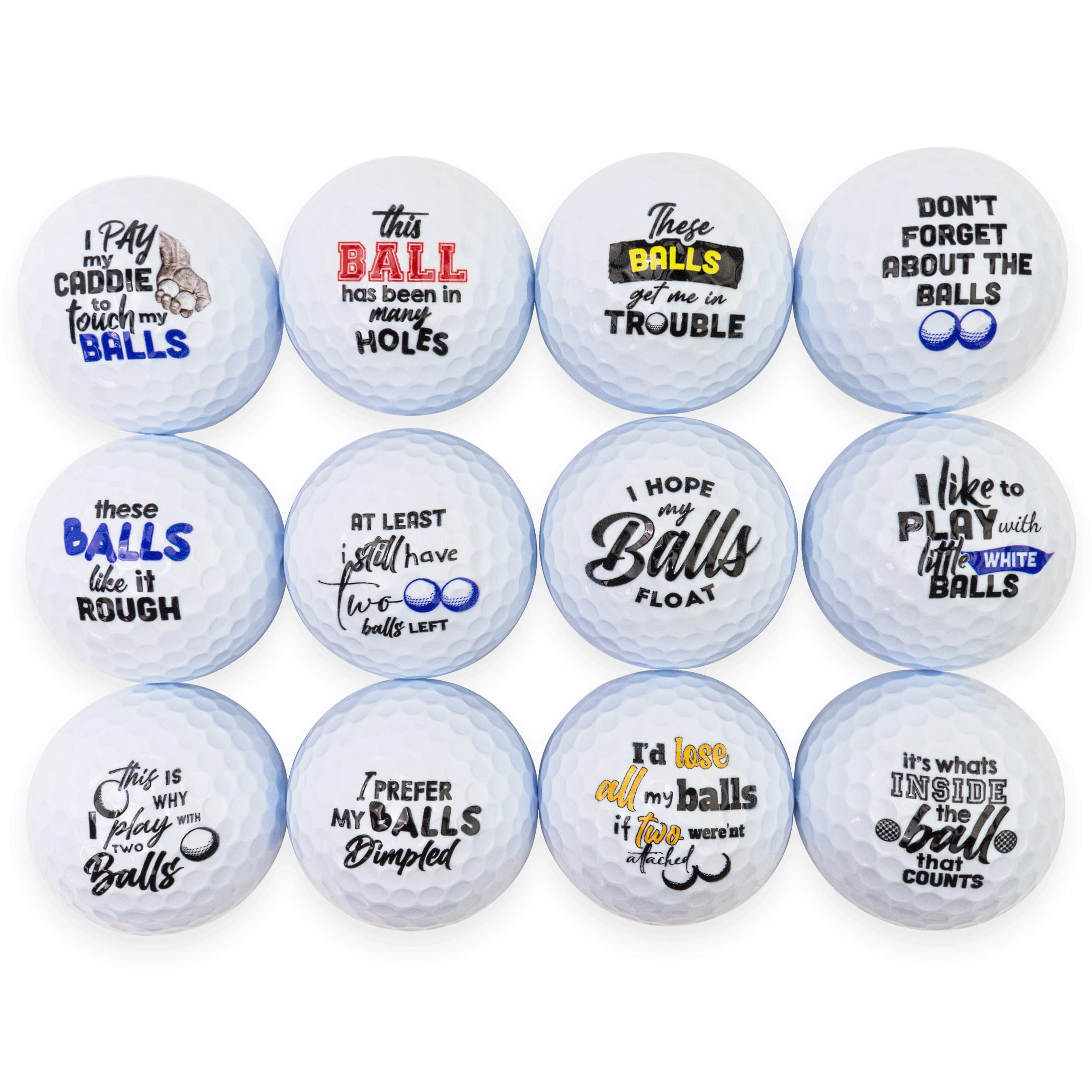 Buffalo BottleCraft Naughty Balls, One Dozen (12) Prank Golf Balls for Men, Funny Golf Gifts for Bachelor Party Favors