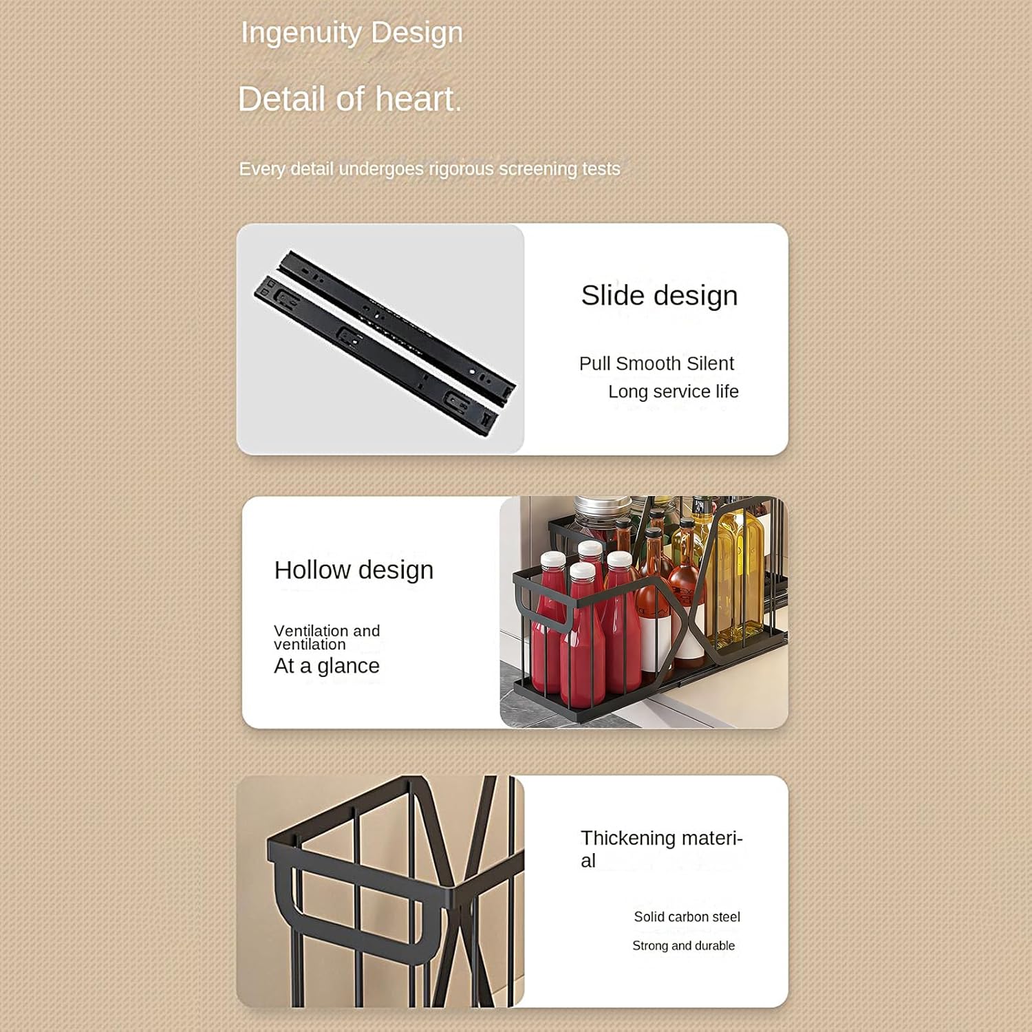 Pantry Organizers - Space Saving Slide-Out Drawers,Under Sink Rack - for Household Counter Cupboard Pantry Laundry Vanity Apartment