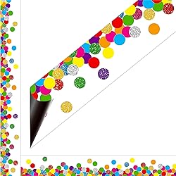 27 Feet Magnetic Border, 19 Sheet Confetti Bulletin Board Border Colorful Whiteboard Blackboard and Metal Surface Decoration for School, Office & Home Use, Easy to Install and Reusable (17” x 1.5”)