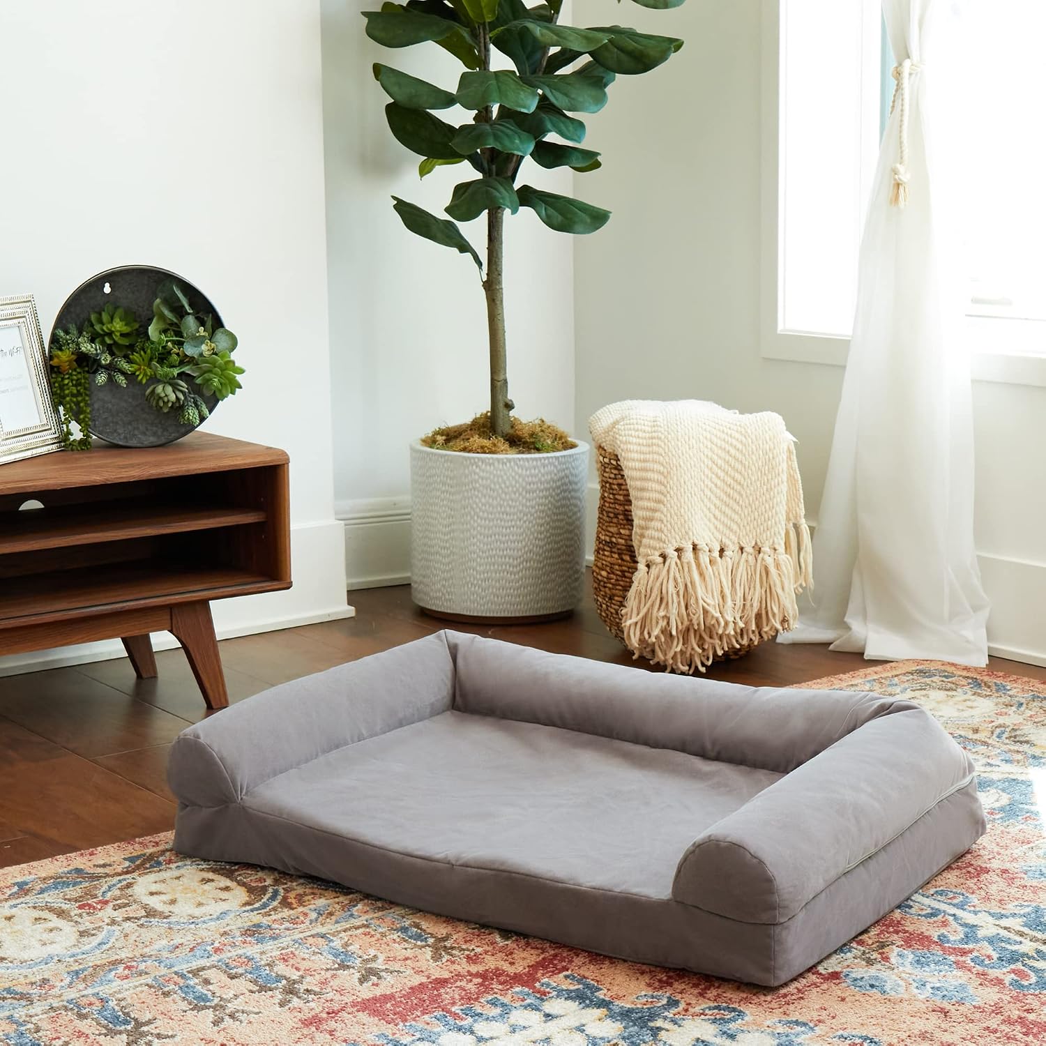 Happy Hounds Luna Sofa Dog Bed, Gray, Large (36" x 24")