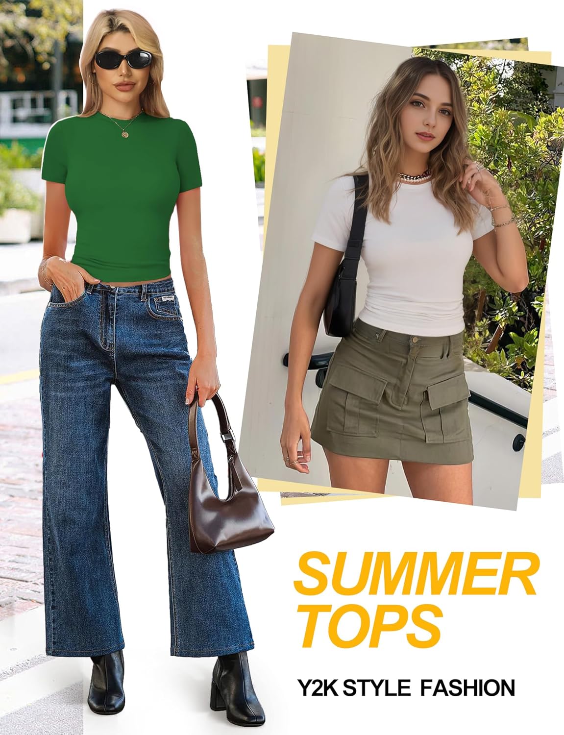 YOGINGO Womens Casual Basic Tops Summer Autumn White Black Short Sleeve Crew Neck T Shirts Slim Fit Tees Going Out Y2k Cute Tops Tight Fitted Plain Compression Baby Tee Shirts 2025 Trendy - Image 7