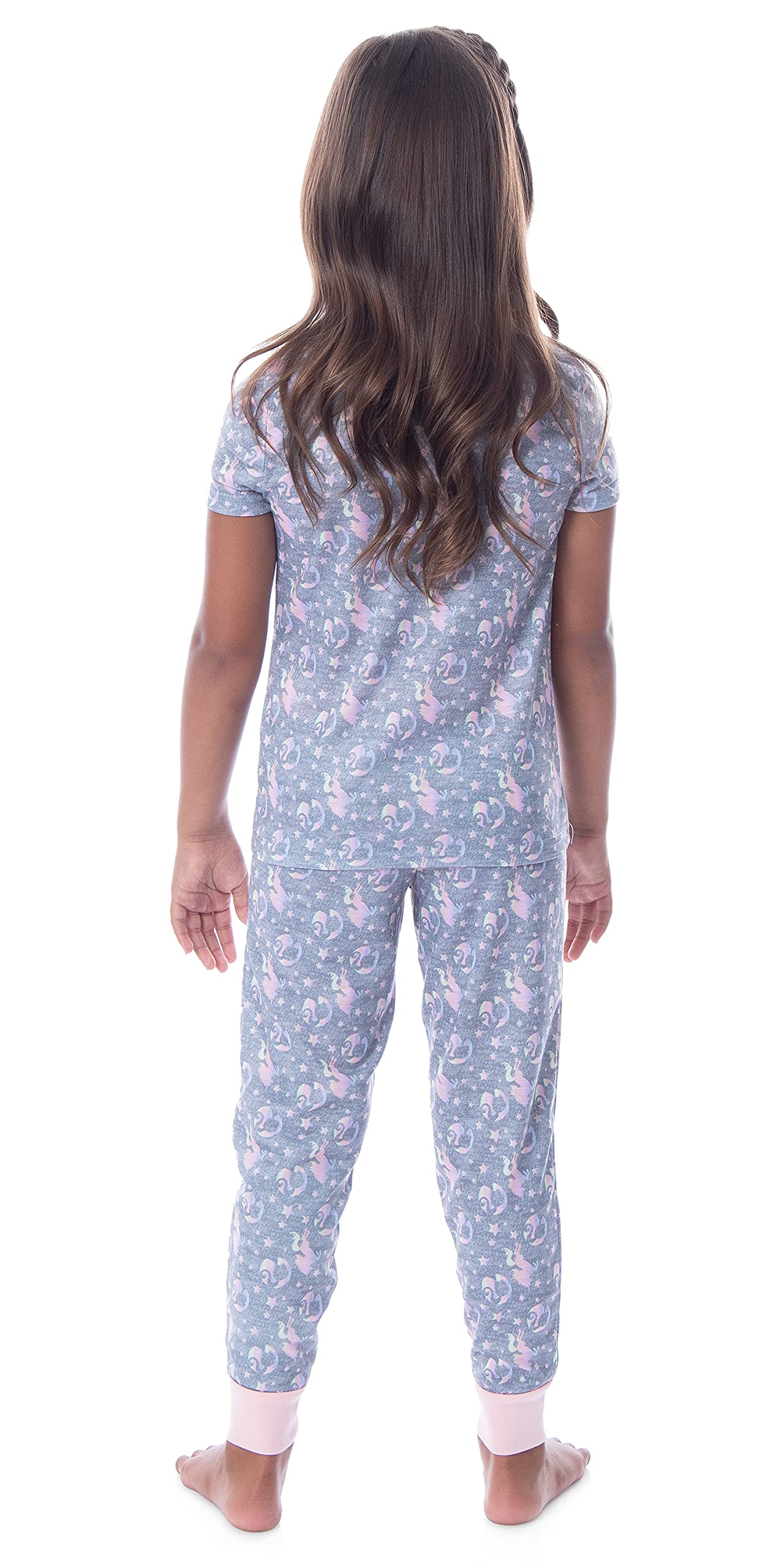 Barbie Girls' Unicorn Barbie Skipper Shirt And Pants Jogger Pajama Set (4/5) Grey