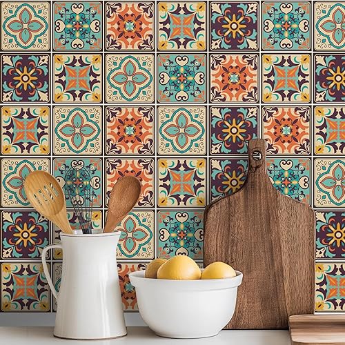 30 calcomanías autoadhesivas de pared de estilo bohemio, papel tapiz de estilo retro, impermeable, para sala de estar, cocina, dormitorio,