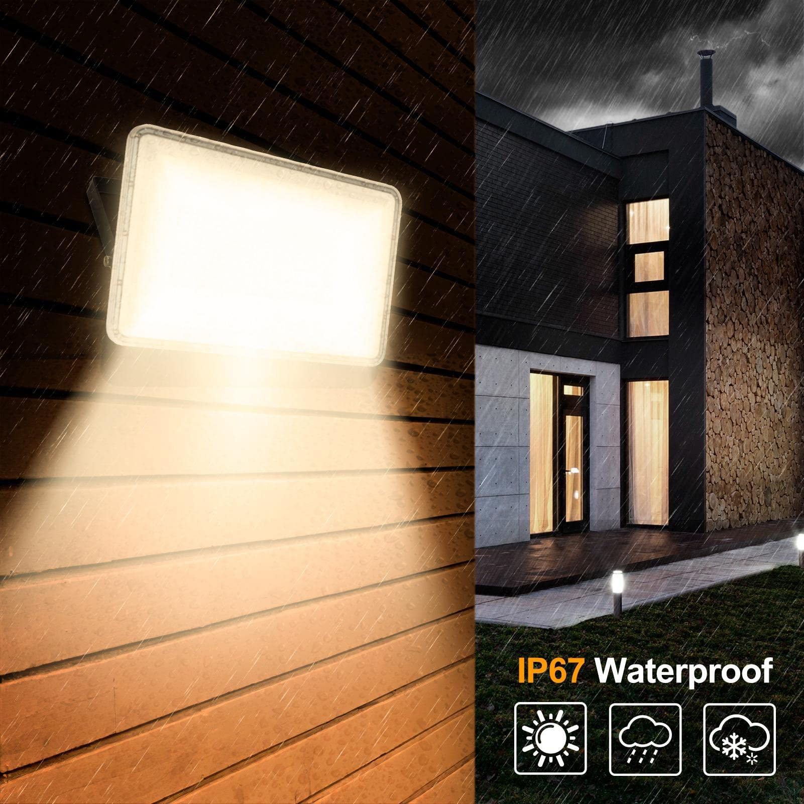Proiettore LED da 100 W per Esterni, Proiettore Impermeabile Ip67, Faretto Industriale di Sicurezza, Proiettore per Esterni, Lampada da Parete da Lavoro per Cortile, Giar,