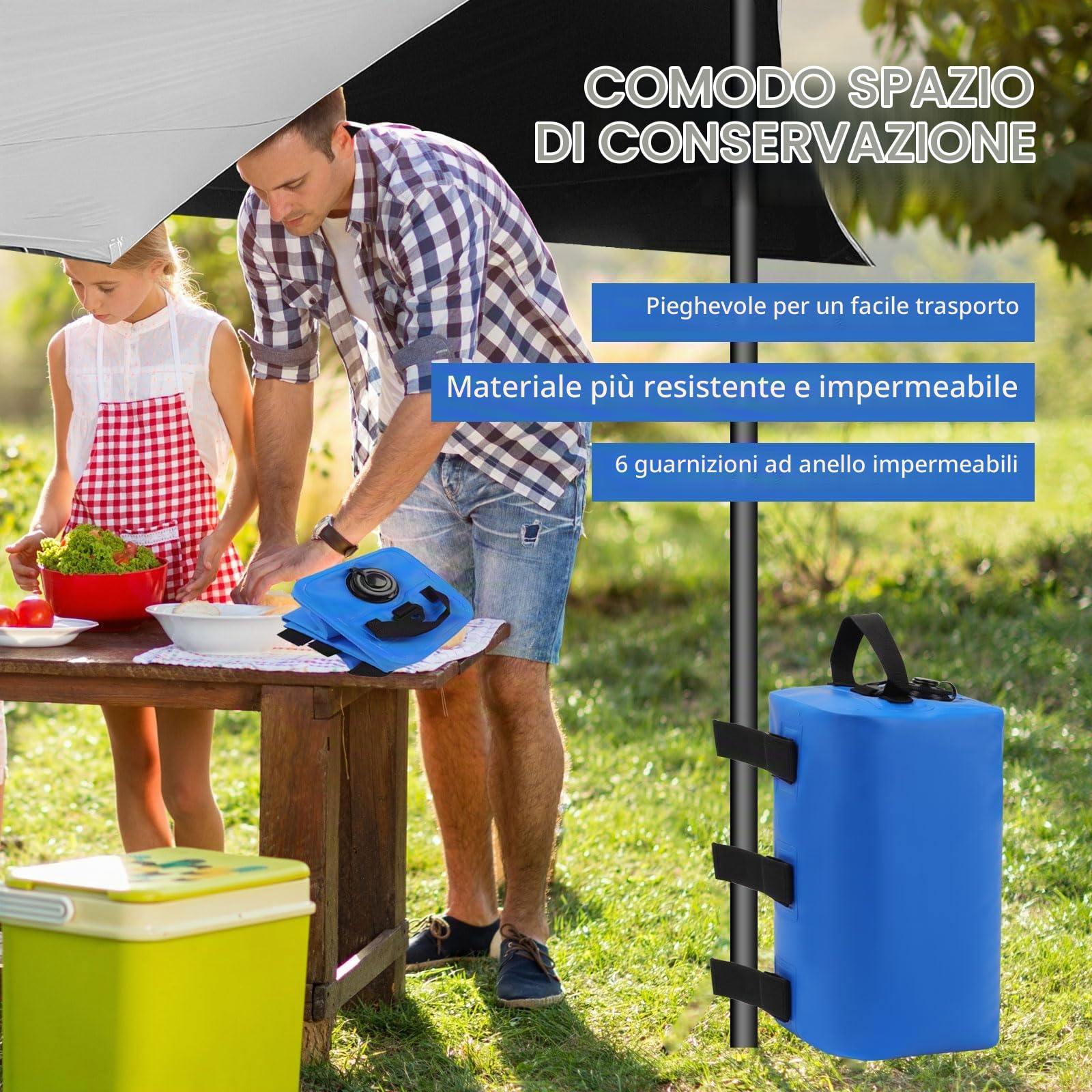 4 Pezzi Borse da Pesi per Piedi Ombrellone Gazebo, 10 L Pesi per Gazebo, Riempibili con Acqua, Zavorre ad Acqua per Gazebo Adatto per Tende Padiglioni Ombrelloni Scalette per Piscine