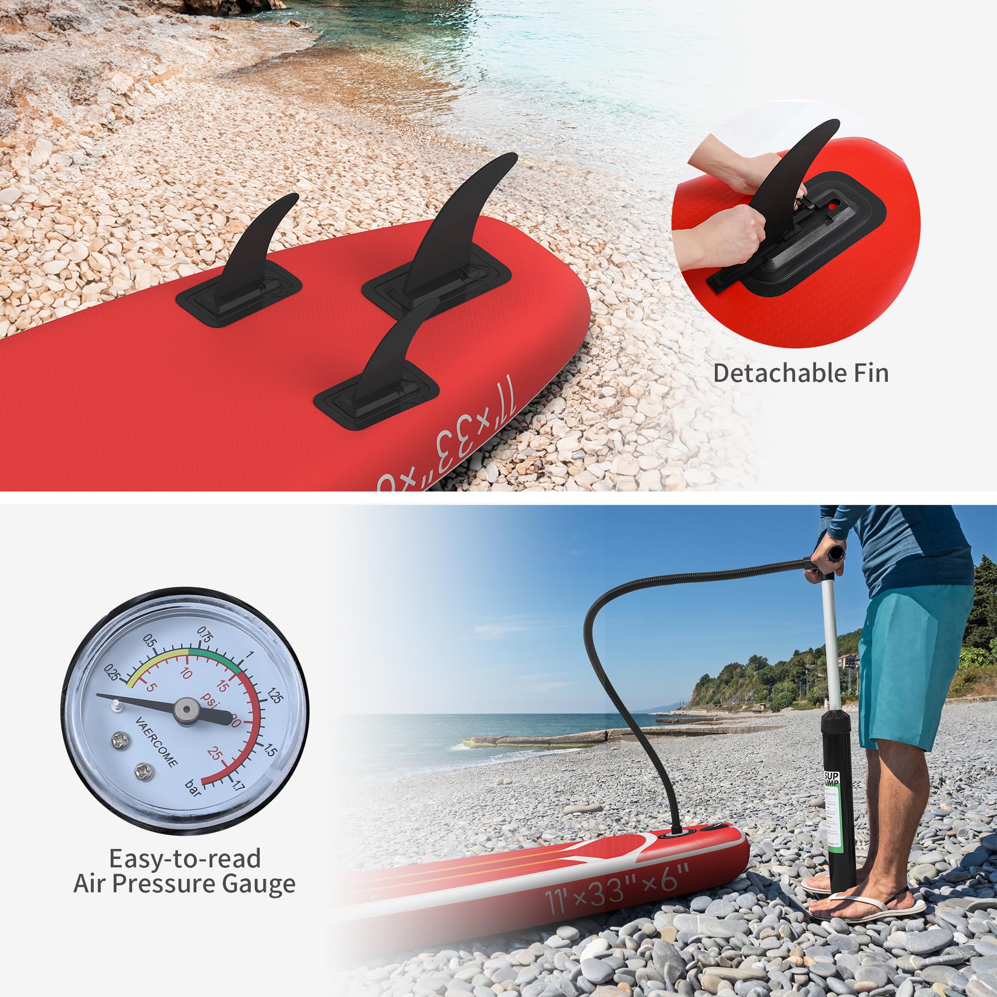 YITAHOME SUP Tavola da surf gonfiabile 335x84x15 cm rosso con accessori