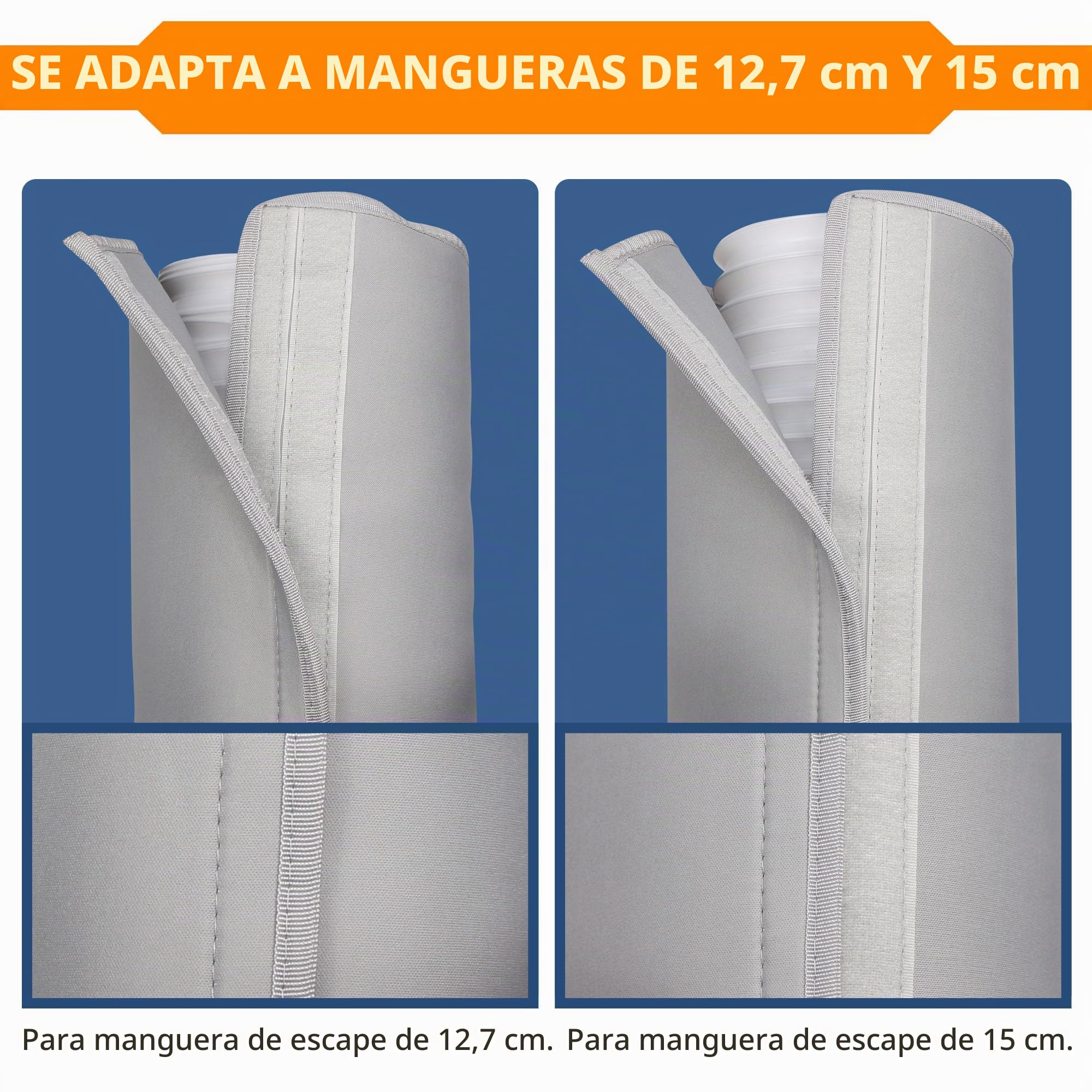 Funda de aislamiento portátil para manguera de aire acondicionado, cubierta aislada, se adapta a mangueras de 5 y 5.9 pulgadas, fácil instalación con 3 correas