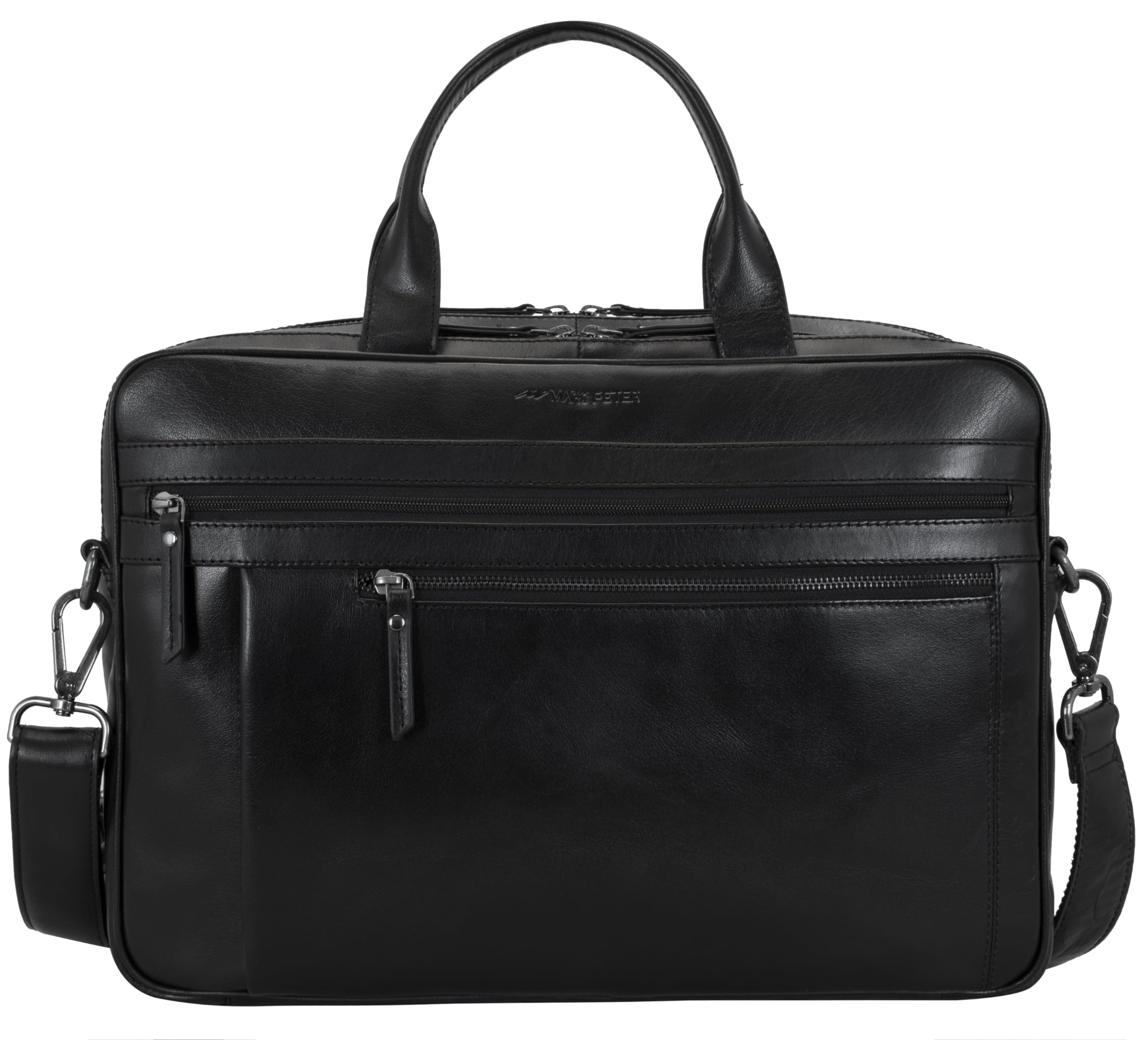 Marc Peter Black Laptop Bag Los Angeles I Leather Shoulder bag for 15.6 inch Laptop I Briefcase for men and women