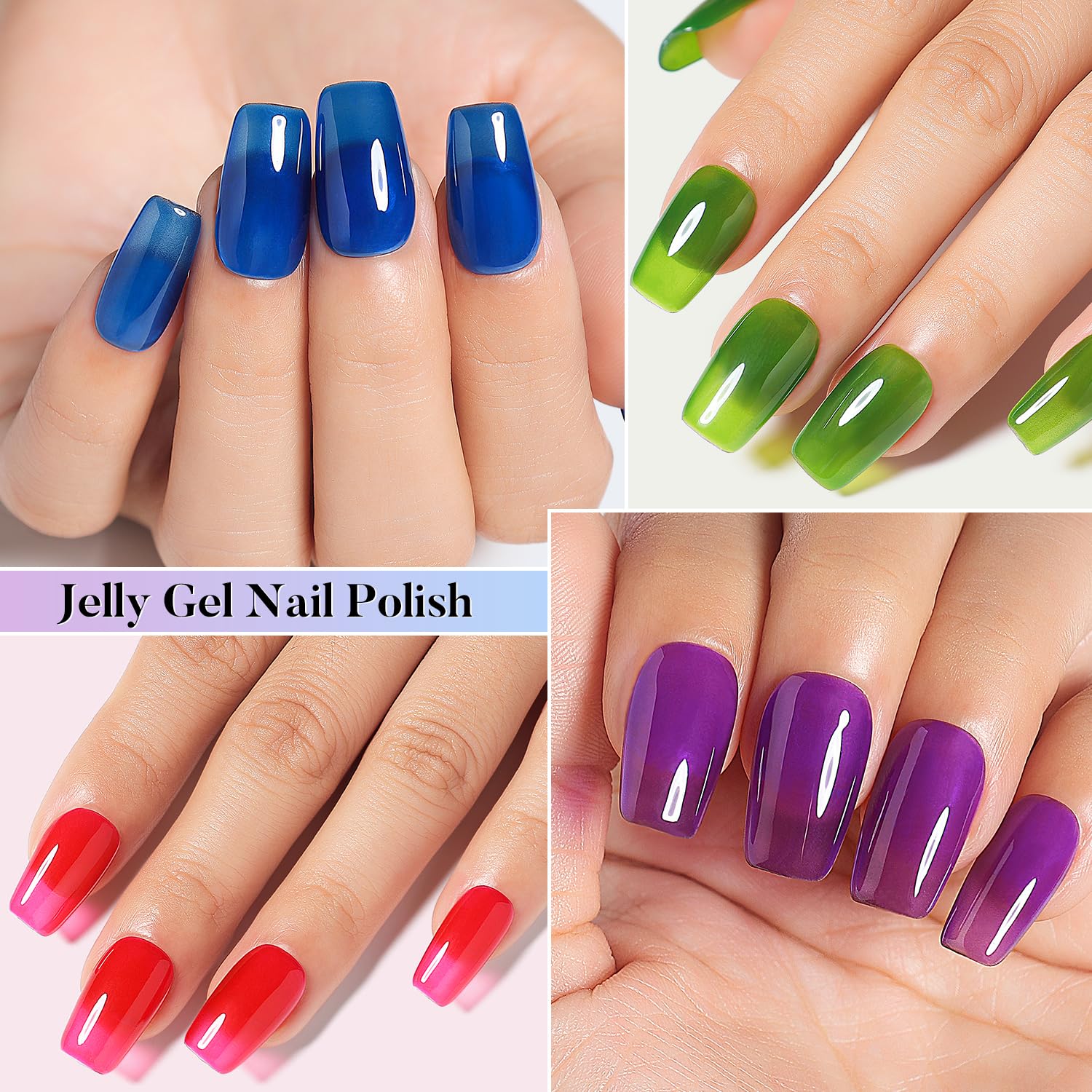 Nicedeco Hema Free Cruelty Free Vegan Jelly Gel Nail Polish, High Gloss Long Lasting Soak Off LED U V Gel Polish 6 Colors Set 45 image 4