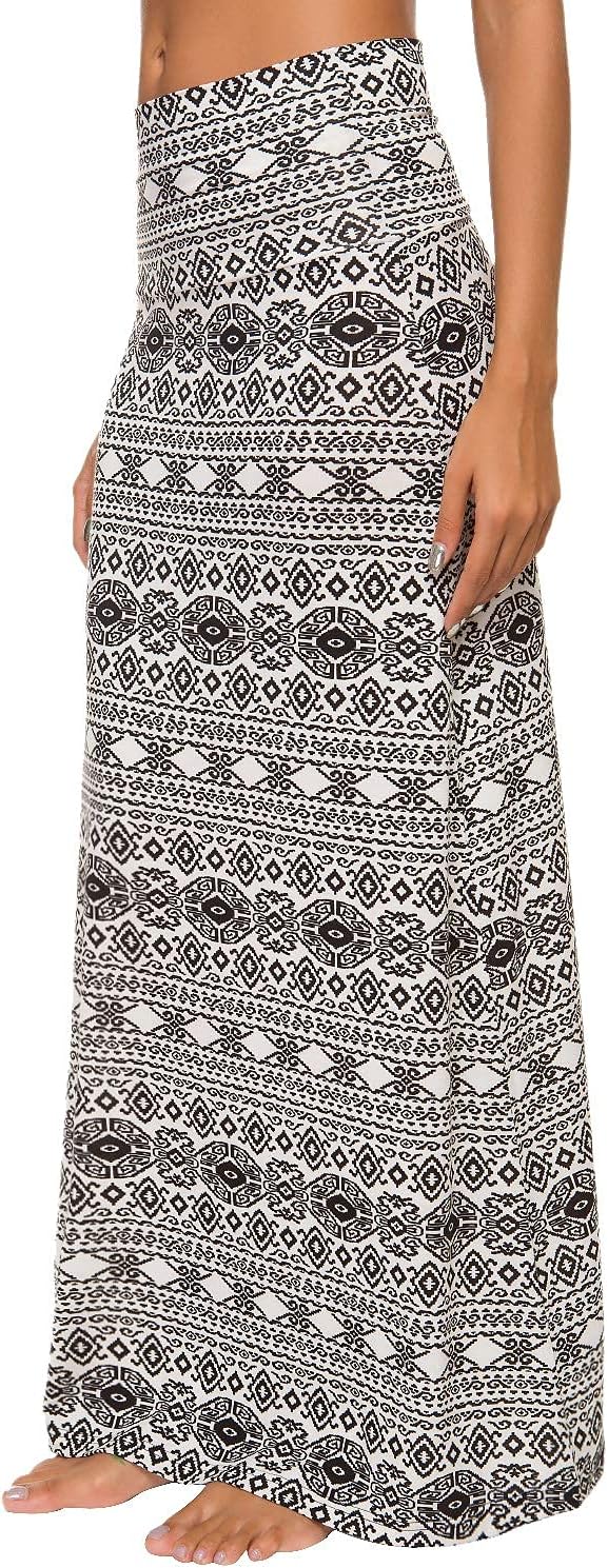 Urban CoCo Women's Stylish Spandex Comfy Fold-Over Flare Long Maxi Skirt - Image 4