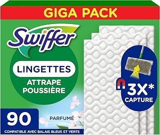 Dust-Catcher Mop Refills Dry Wipes 90 Units, Long-Lasting Febreze Scent, Catches 3 Times More Dust and Animal Hair, Broom Sold Separately