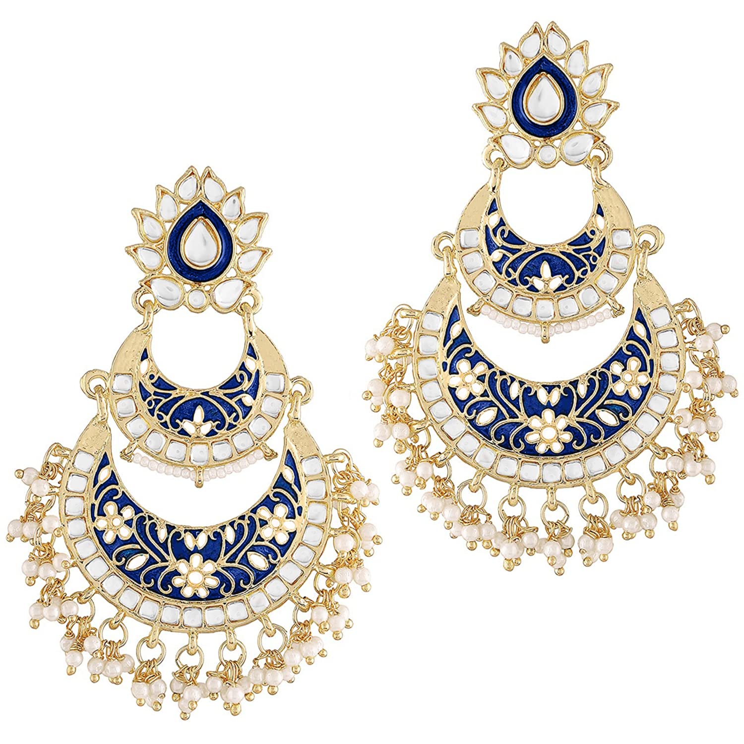 Peora Women Maroon Enamel Meenakari Traditional Chandbali Earrings Glided With Kundans & Pearls (B09V82L9WZ) Amazon Price History, Amazon Price Tracker