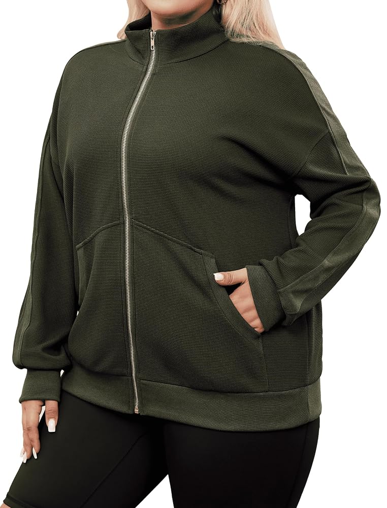 Theenkoln Plus Size Waffle Jacket