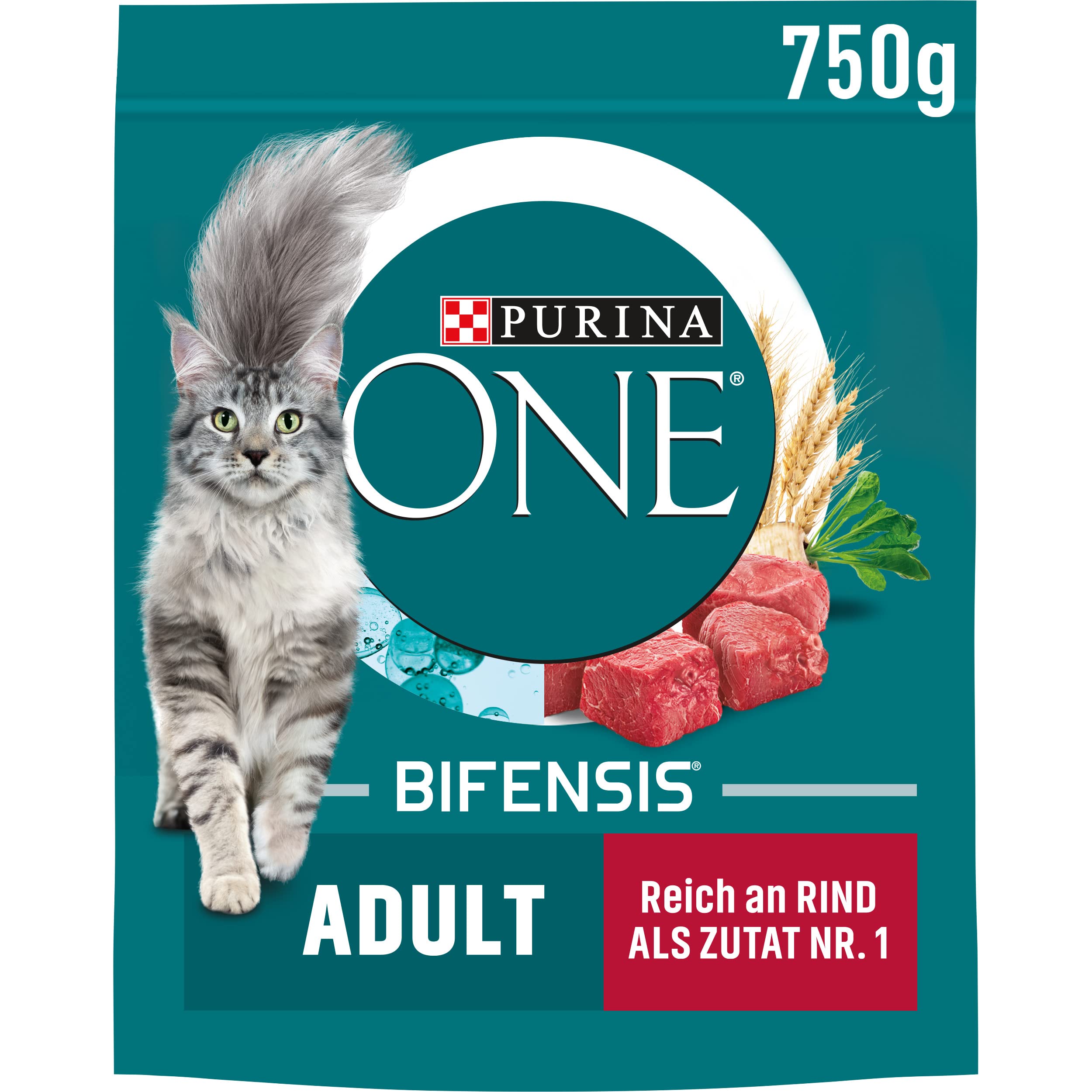 PURINA One Nourriture sèche Riche en bœuf pour Chat - Sachet de 750 g