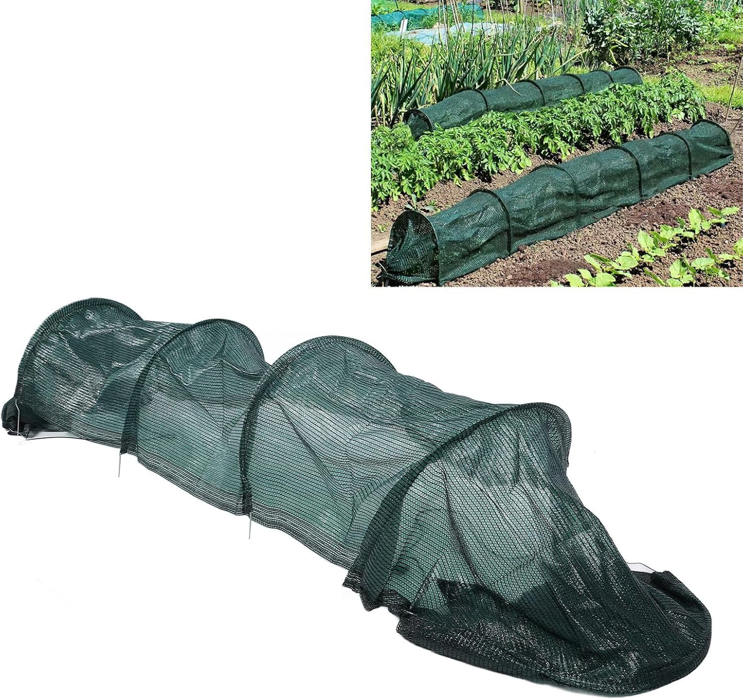 TOPINCN Garden Tunnel Shade Net Cover Portable Greenhouse Protection from Sun Heat Heavy Rains Hail for Vegetables Plants Outdoor Gardening (Blackish Green Mesh PE Steel Sunshade Style)