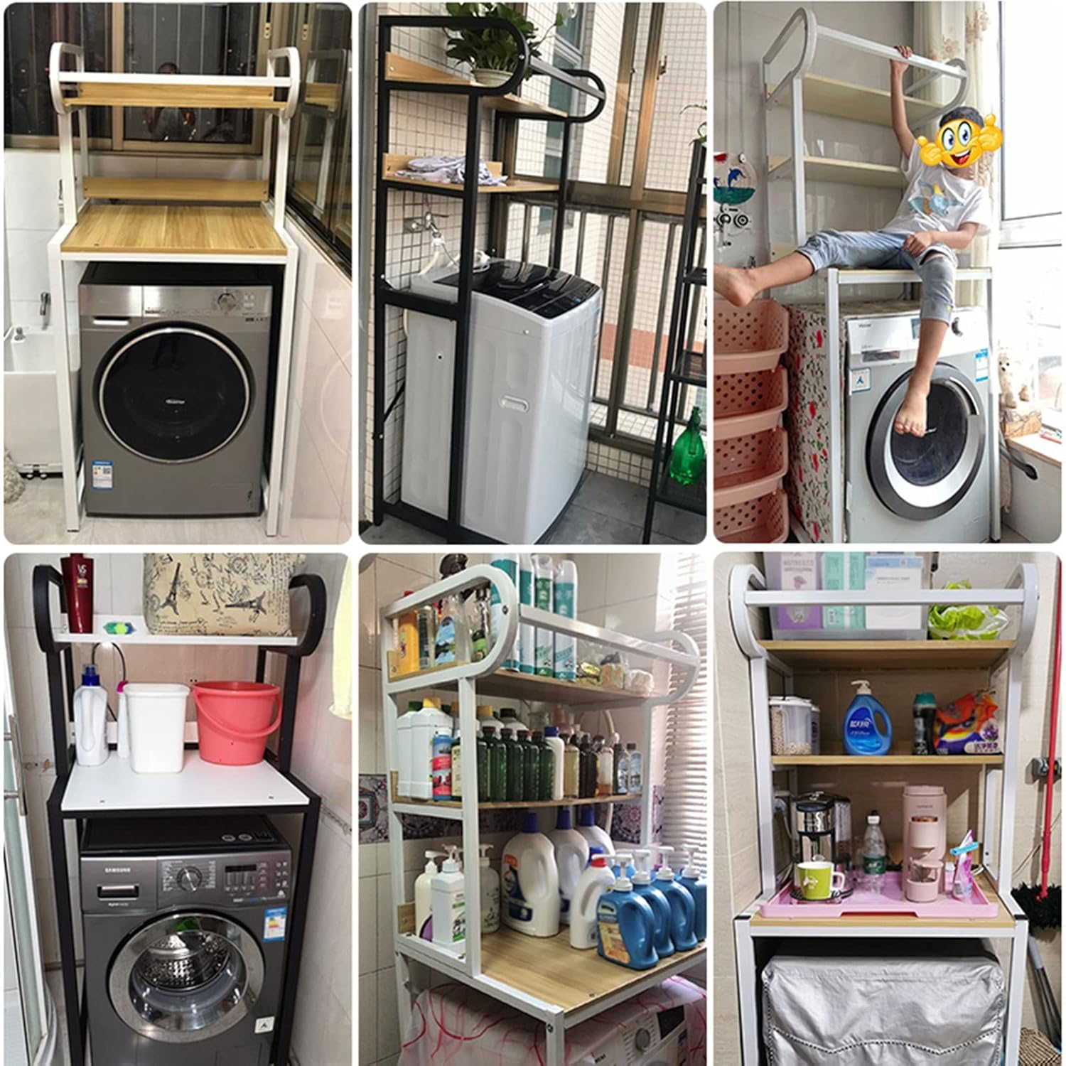 Bathroom Storage,Washer Storage Frames Floor Standing for Over Toilet,Storage Rack Above The Drum,Balcony Drum Washinghine Shelf,Bathroom Storage,Unit/White