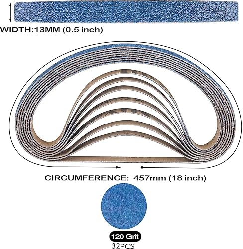Miniatura 2 de Cinturones de lijado de 12 x 18 pulgadas, grano 120, 32 correas de lijado de circonita de 12 x 18 pulgadas para lijadora de banda, bandas de lijado