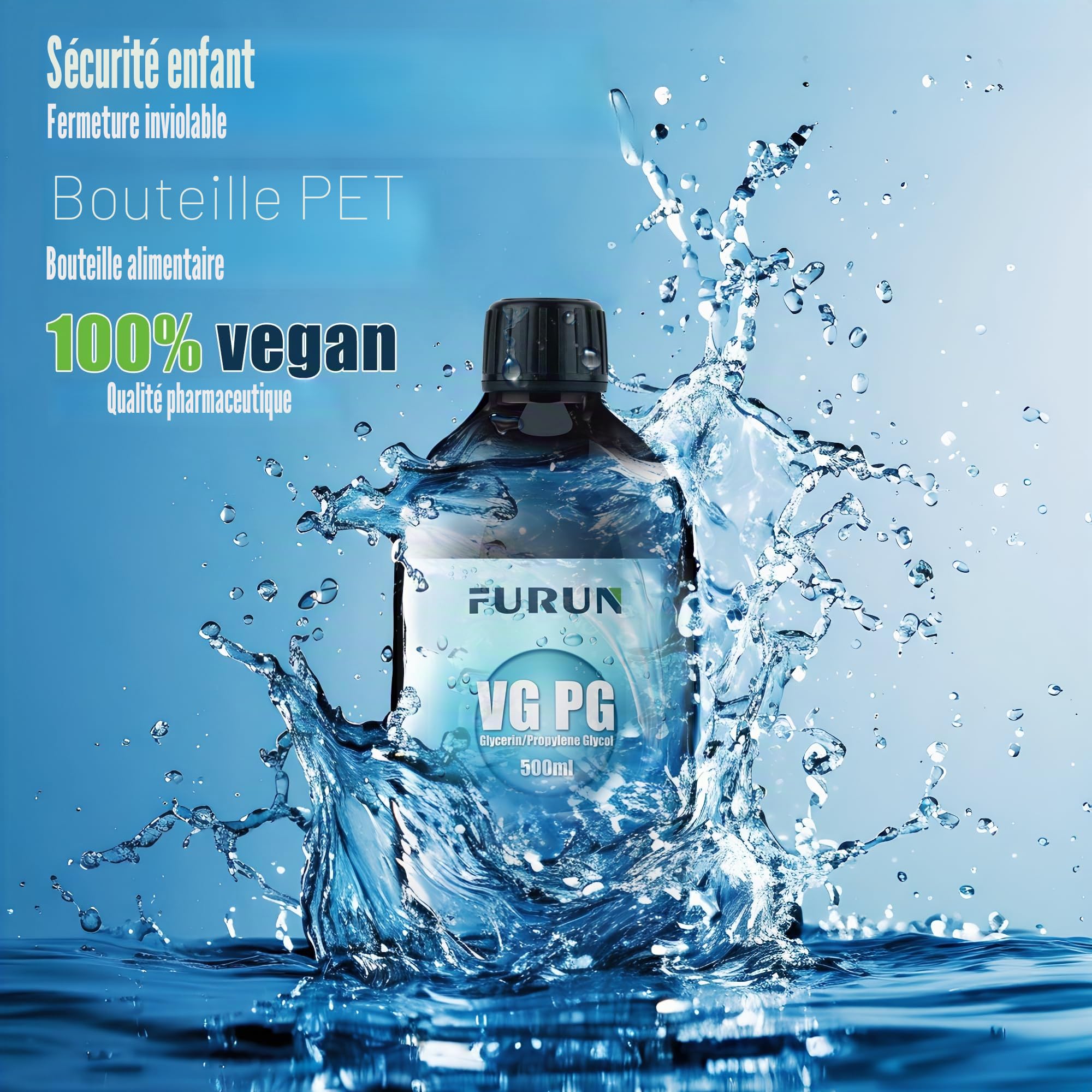 2 x 500 ml 50% de glycérine VG / 50% de propylène glycol PG de qualité pharmaceutique, glycérine liquide 50% VG E422/50% PG propylène glycol liquide E1520 pur, végétalien, 0% d'additifs | Qualité pharmaceutique, pureté > 99,9 %, végétalien, 0 % additifs,