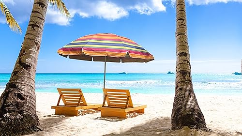 Miniatura 4 de Sombrilla de playa portátil SPF50+ con bolsa de transporte, botón para exteriores, patio, jardín, playa