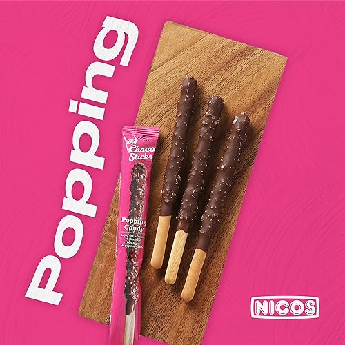 Miniatura 4 de Nicos Palitos grandes de choco Popping Candy de 20 unidades - Feel the Pop - Envueltos individualmente - Bocadillos navideños para niños y adultos -