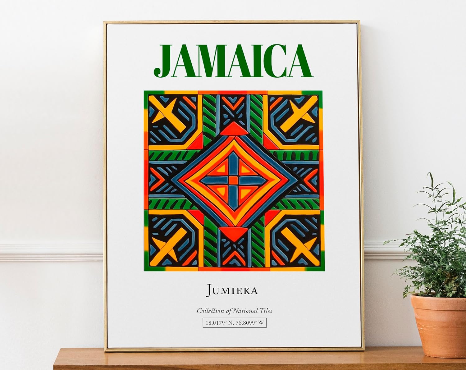 Jamaica Aesthetic Minimalistic Traditional Tile, Wall Art