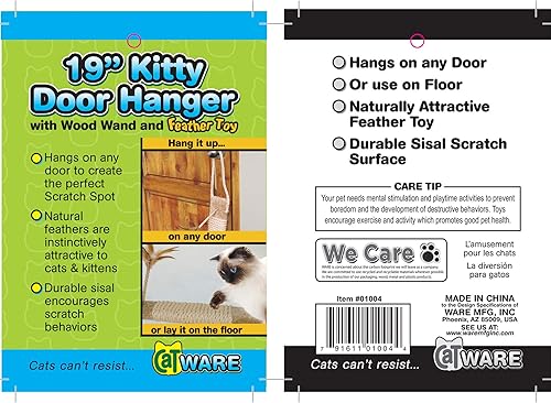 Miniatura 5 de Ware Manufacturing Poste de suspensión de puerta con superficie de arañazos de gatito, 19 pulgadas