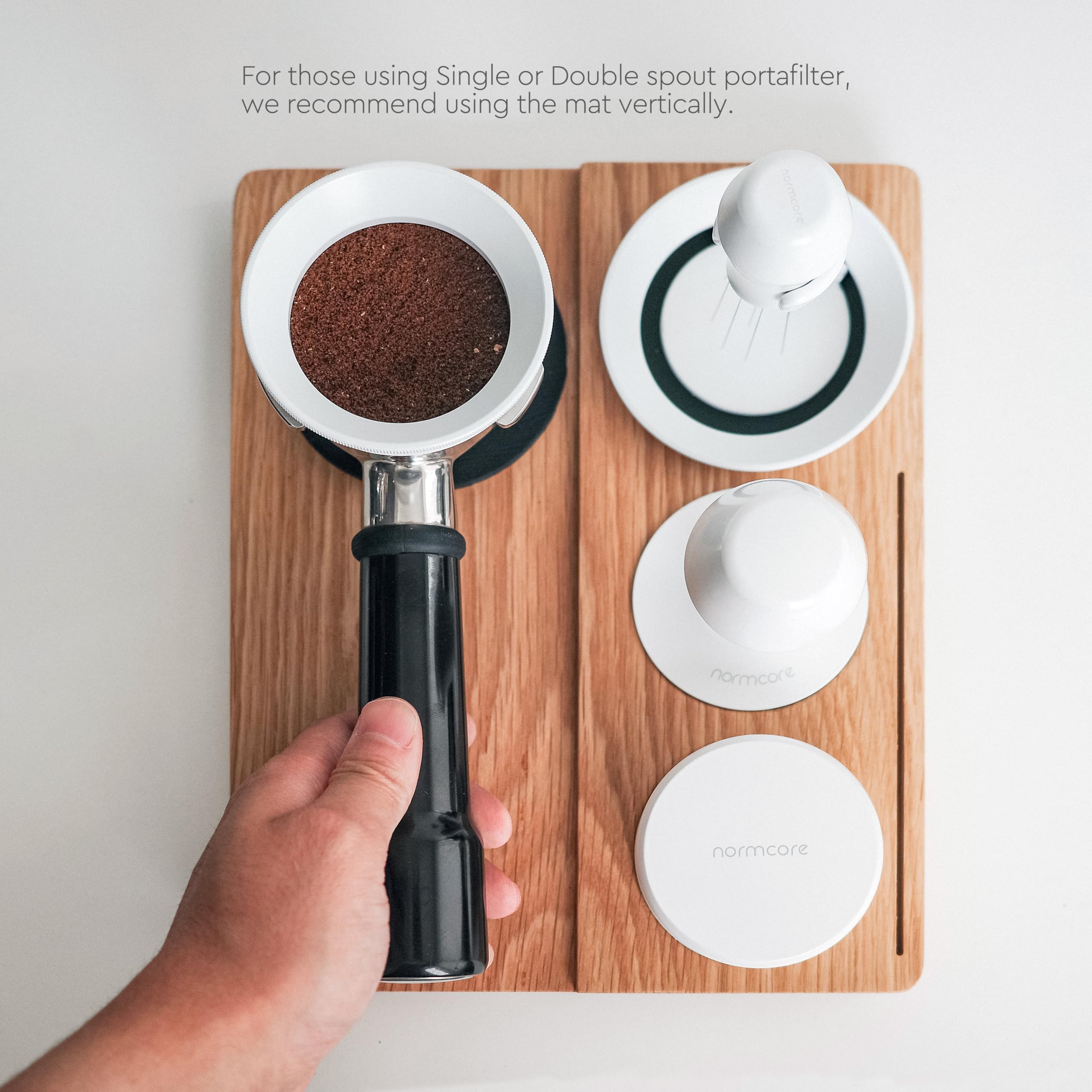 Normcore Tampermatte aus Eichen Holz - Tamping Matte aus Eichen Holz - Tamperstation 58mm 54mm - Kaffee Stampfmatte Espresso Tampermatte für Home Barista, Siebträger Zubehör