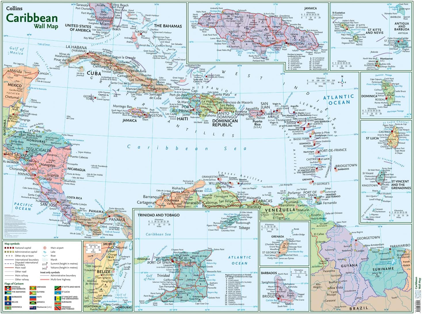 Caribbean Wall Map Map โ Folded Map, 3 May 2018