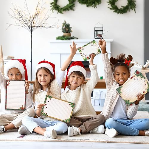 Miniatura 5 de Outus Juego de 160 piezas de papel de escritura de Navidad con sobres y calcomanías, papel navideño y sobres para notas, tarjetas de felicitación,