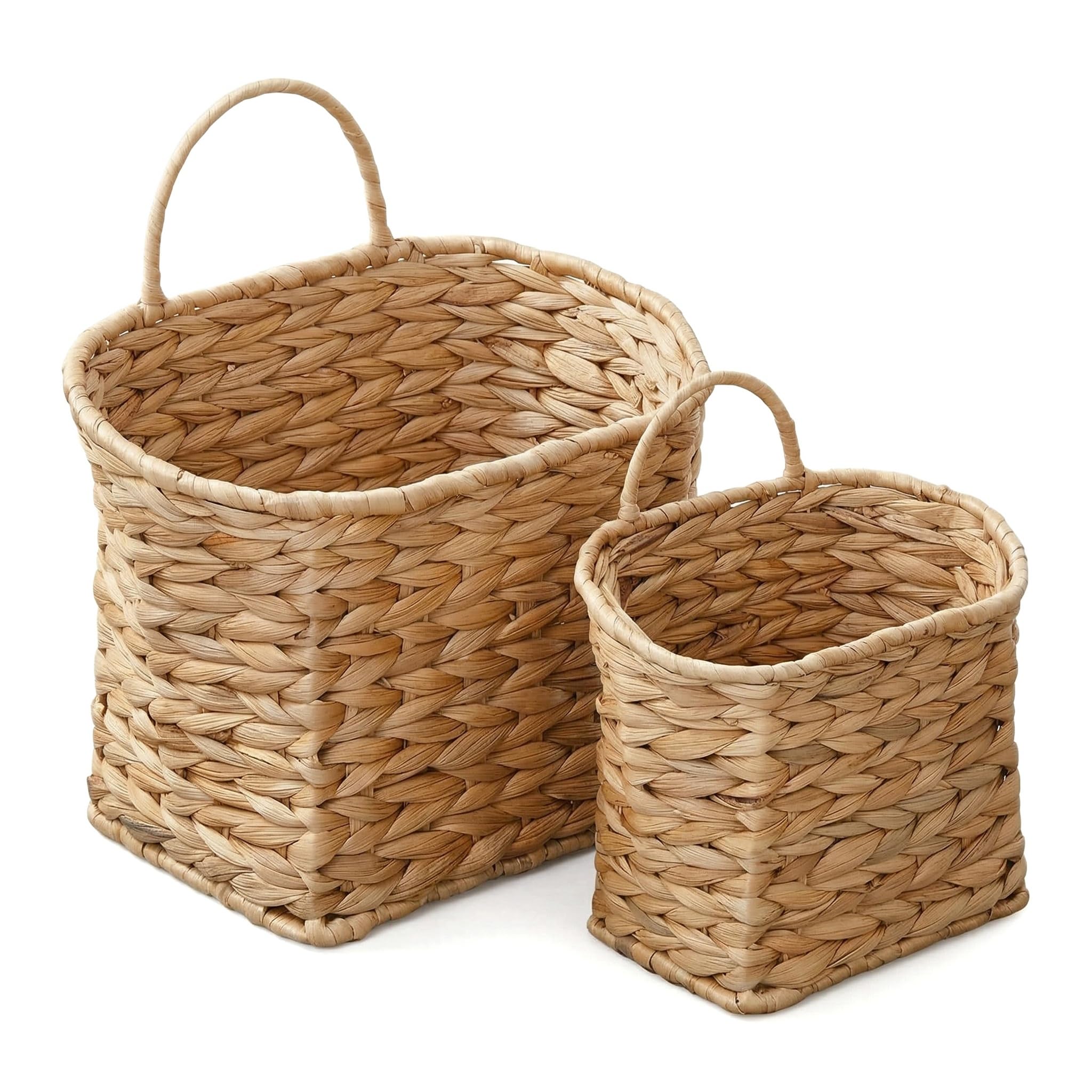Panier Suspendu, Panier Osier Rangement Mural pour Porte, Cuisine, Salle de Bains et Salon, Rangement Pomme de Terre et Fruits, Décoration de Mariage Style Bohème, Rangement Maison, Lot de 2