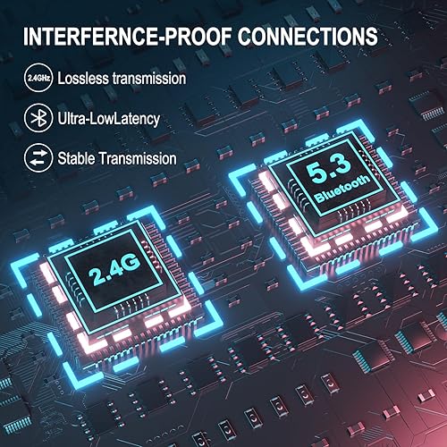 Vista 7 de YOTMS Wireless PS5 Gaming Headset for PS4, PC, Switch, 2.4Ghz Wireless Gaming Headphones with Mic, Bluetooth 5.3 Headphones with Stereo Sound, 40h