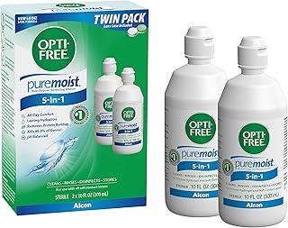 Opti-Free Puremoist Multi-Purpose Contact Lens Cleaning and Disinfecting Solution with Lens Case, 20 Fl Oz (pack of 2- 10oz bottles)