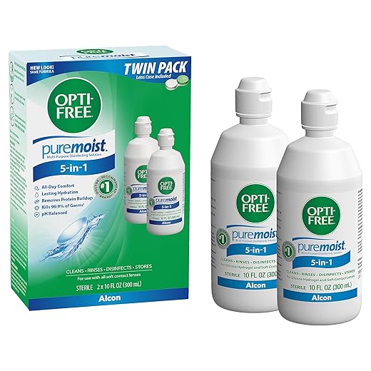 Opti-Free Puremoist Multi-Purpose Disinfecting Solution with Lens Case, 20 Fl Oz (pack of 2)