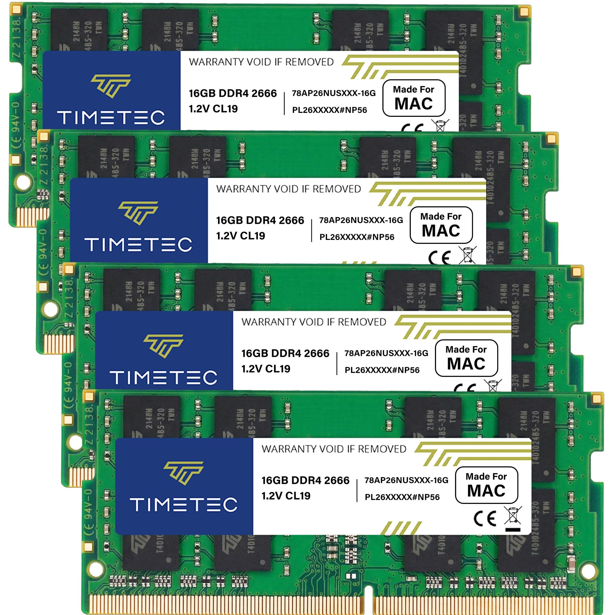 Timetec 64GB KIT(4x16GB) Compatibile con Apple DDR4 2666MHz per iMac (20,1/20,2) di metà 2020 / iMac (19,1) di metà 2019 da 27 pollici con display Retina 5K RAM PC4-21333/PC4-21300 Mac