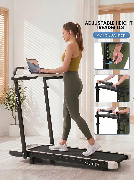 ANCHEER Treadmill with 12%/15% Incline, Folding Walking Pad with Handle Bar, 320-450lb Capacity Under Desk Foldable 3.5HP Treadmills for Home/Office/Gym,Installation-Free