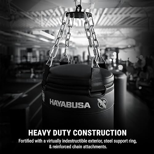 Miniatura 6 de Hayabusa Muay Thai - Bolsa pesada con diseño prellenado y sistema de suspensión especializado, color negro, 100 libras
