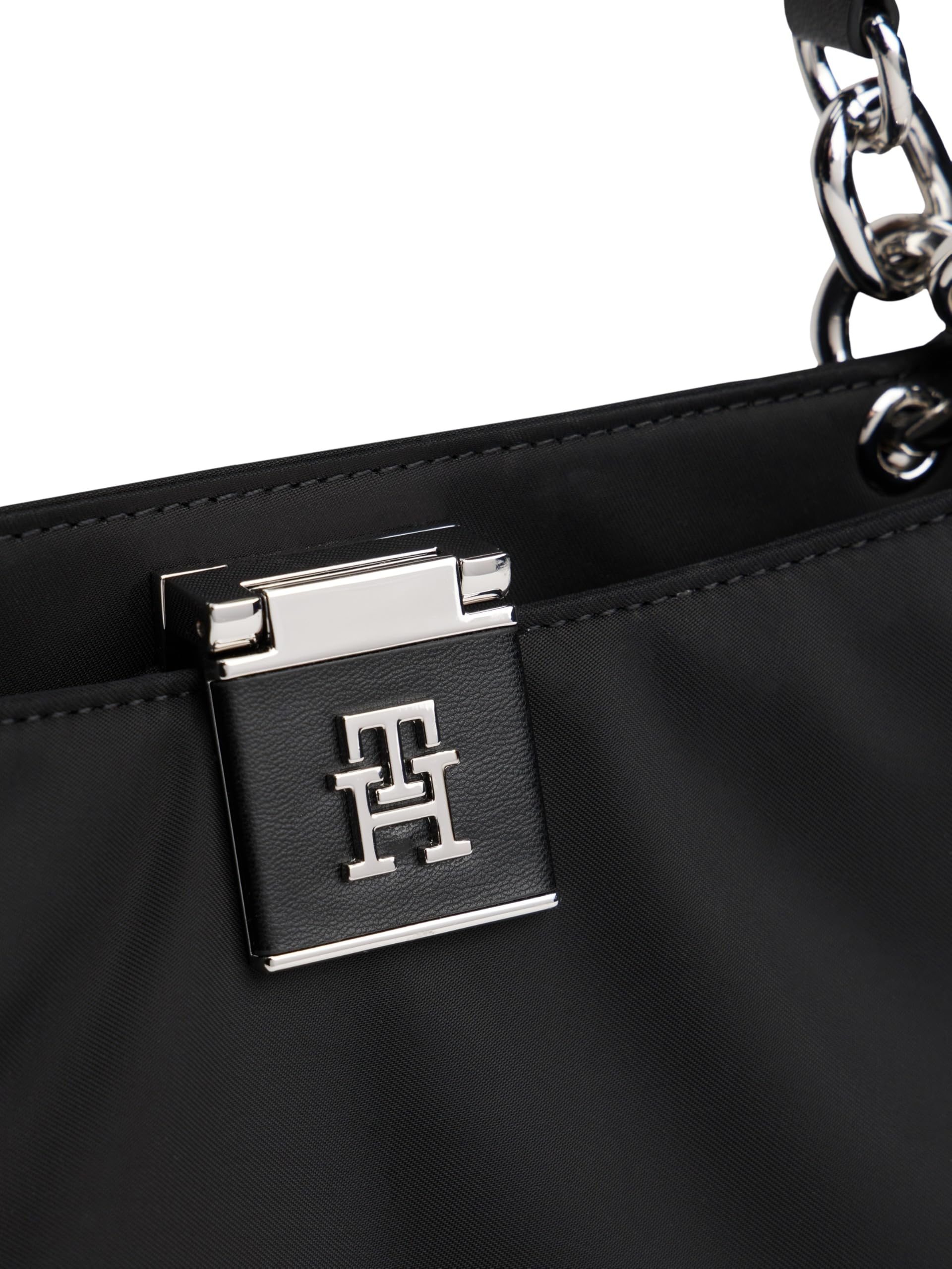 TOMMY HILFIGER Damen TH HER MED SATCHEL NYLON SV AW0AW18200 Umhängetasche, Schwarz (Black), Einheitsgröße, Schwarz (Schwarz), One Size