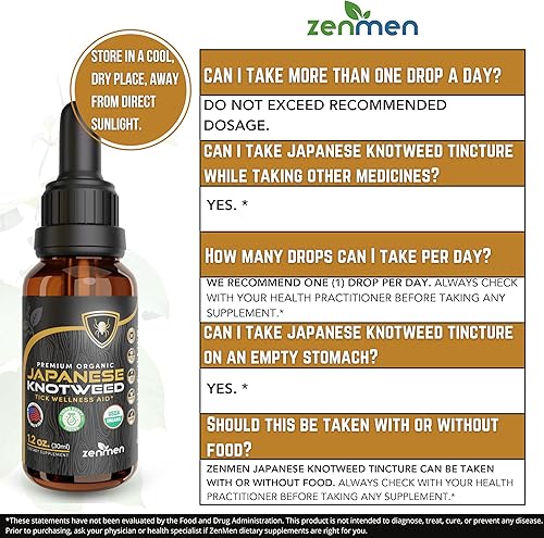 Miniatura 5 de Zenmen Paquete de soporte inmunológico de garrapatas y tintura de Knotweed japonesa