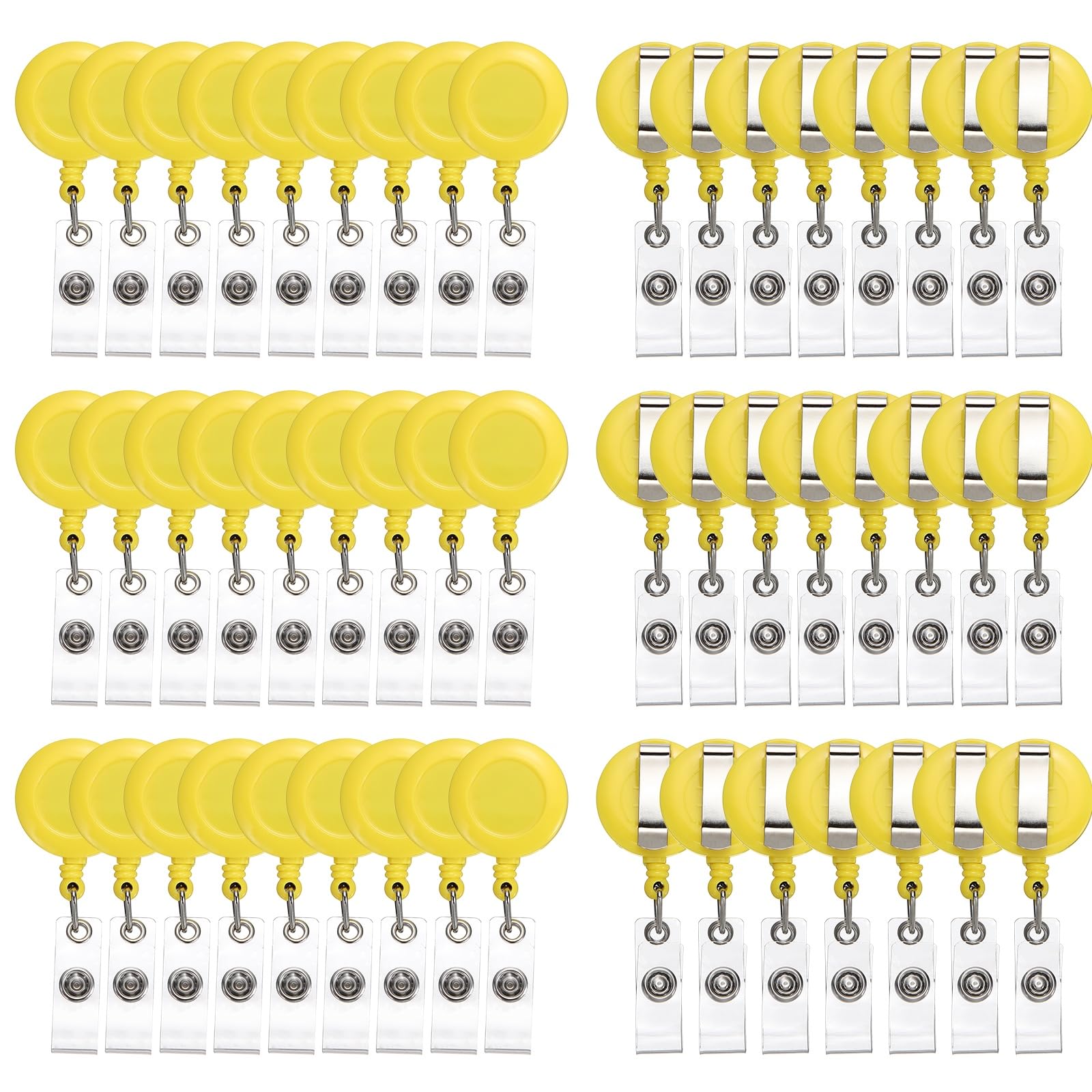 PATIKIL 50 Pcs Badge Reel, Retractable Badge Clip, ID Card Holder Reel with Swivel Alligator Clip for Teacher Employees Office Supplies, Yellow — image 1