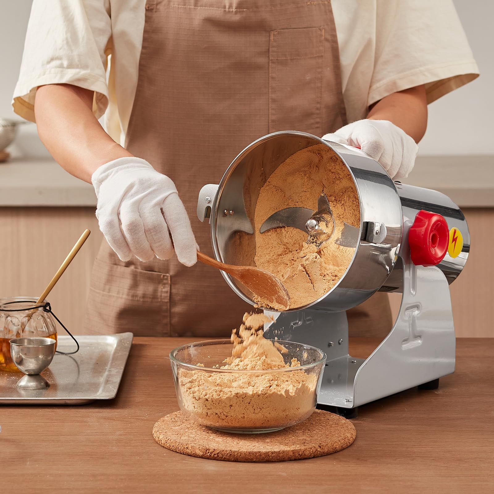 VEVOR 1000g Mulino Elettrico per Cereali, Macina Spezie Commerciale Alta Velocità 3000 W, Macchina Polverizzazione in Acciaio Inox, per Cereali Secchi, Spezie, Caffè, Mais, Pepe, Tipo Oscillante