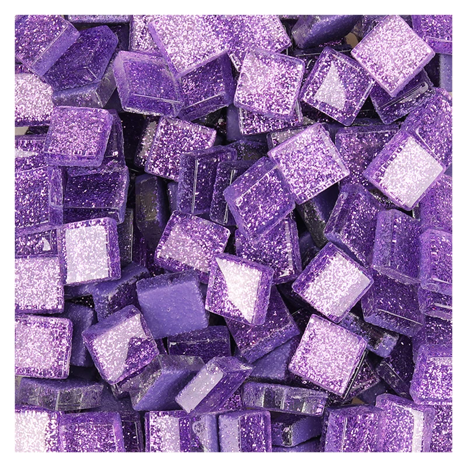 Mosaic Tile, 100pcs(Approx. 100g/3.52oz) Glitter Shiny Glass Pure Color Mosaic Tiles 1cm Square DIY Crafts Material Multi-Color Optional Mosaic Tiles (Color : Purple, Weight : 100g-3.52oz)